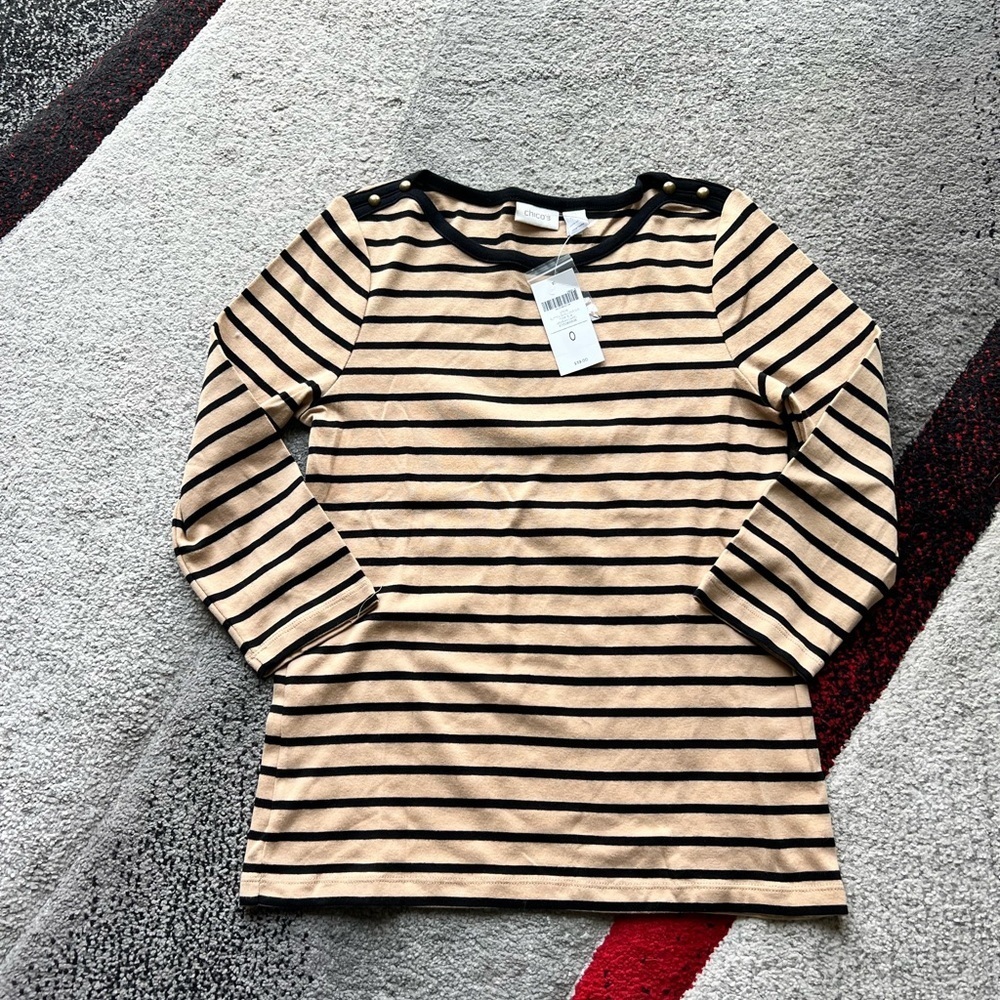 Chico’s Gigi Arabian Camel Striped Top